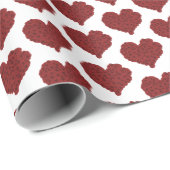 文字カスタムハッピーマザーズデイ赤いハートパターン ラッピングペーパー (ロールコーナー)