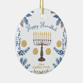 文字カスタムハヌカーフェスティバルオブライツキープサケ セラミックオーナメント (右)