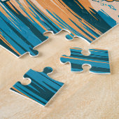 文字カスタムハワイサーフィンレトロヴィンテージウェーブ ジグソーパズル (側面)