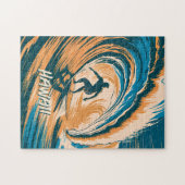 文字カスタムハワイサーフィンレトロヴィンテージウェーブ ジグソーパズル (横)