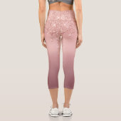 文字カスタムバラ金ゴールド赤面グリッターカプリレギンス カプリレギンス (裏面)