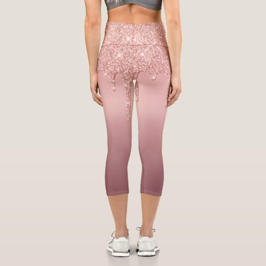 文字カスタムバラ金ゴールド赤面グリッターカプリレギンス カプリレギンス (裏面)