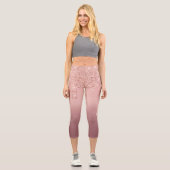 文字カスタムバラ金ゴールド赤面グリッターカプリレギンス カプリレギンス (正面)