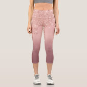 文字カスタムバラ金ゴールド赤面グリッターカプリレギンス カプリレギンス (正面)