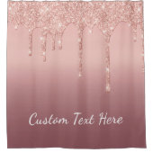 文字カスタムバラ金ゴールド赤面グリッタースパークルドリップ シャワーカーテン (正面)