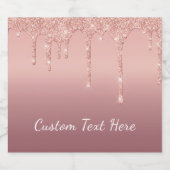 文字カスタムバラ金ゴールド赤面グリッタースパークルドリップ スパークリングワインラベル (シングルラベル)