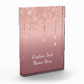 文字カスタムバラ金ゴールド赤面グリッタースパークルドリップ フォトブロック (左)