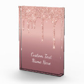 文字カスタムバラ金ゴールド赤面グリッタースパークルドリップ フォトブロック (右)