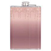 文字カスタムバラ金ゴールド赤面グリッタースパークルドリップ フラスク (裏面)