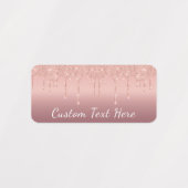 文字カスタムバラ金ゴールド赤面グリッタースパークルドリップ ラベル (デザイン1)