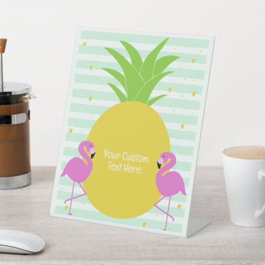 文字カスタムパイナップルフラミンゴ 台座サイン (インサイチュ)