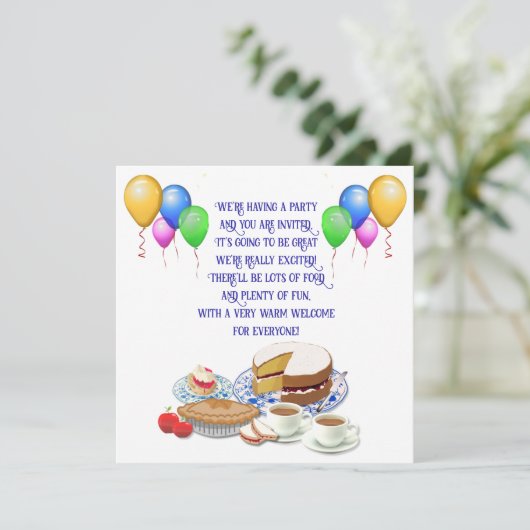 文字カスタムパロオンズおよびパーティー招待状 招待状 (スタンド正面)