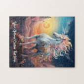 文字カスタムビューティフルユニコーン ジグソーパズル (横)