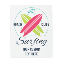 文字カスタムビーチクラブサーフィンメタルウォールアート メタルプリント