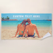 文字カスタムビーチタオル愛の写真ギフト ビーチタオル (正面)