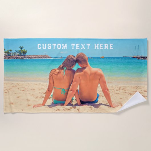 文字カスタムビーチタオル愛の写真ギフト ビーチタオル (正面)