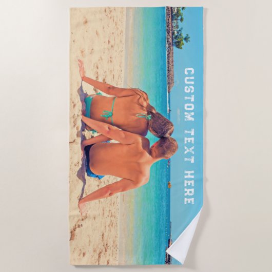 文字カスタムビーチタオル愛の写真ギフト ビーチタオル (正面)