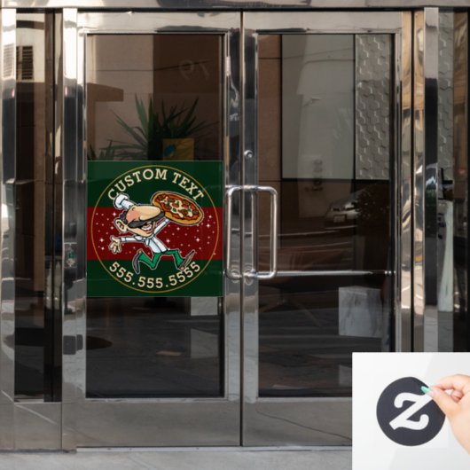 文字カスタムピザ宅配ピッツェリアサイン ウィンドウサイン (オフィスドア)