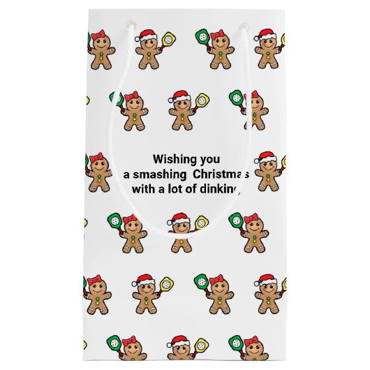 文字カスタムピックボールジンジャーブレッド人小Gi スモールペーパーバッグ (正面)