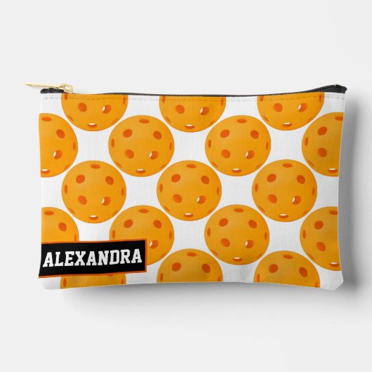 文字カスタムピックボール金ゴールドディンカー アクセサリーポーチ (正面)