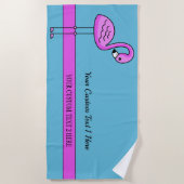 文字カスタムピンクフラミンゴビーチタオル ビーチタオル (正面)