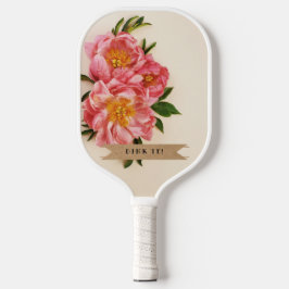 文字カスタムピンクフローラブーケクラフトリボン ピックルボールラケット