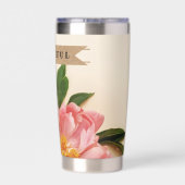 文字カスタムピンクフローラブーケクラフトリボン 保温保冷タンブラー (背面)