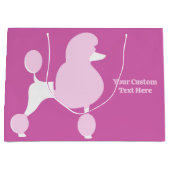 文字カスタムピンクプードル ラージペーパーバッグ (正面)