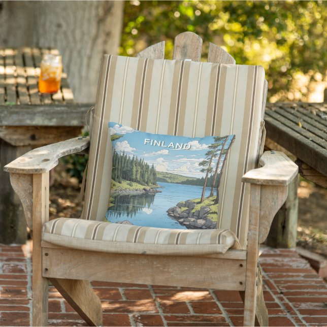 文字カスタムフィンランド自然イラストレーション アウトドアクッション (椅子)
