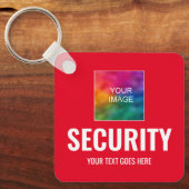 文字カスタムフォトロゴのセキュリティテンプレートスクエア キーホルダー (正面)