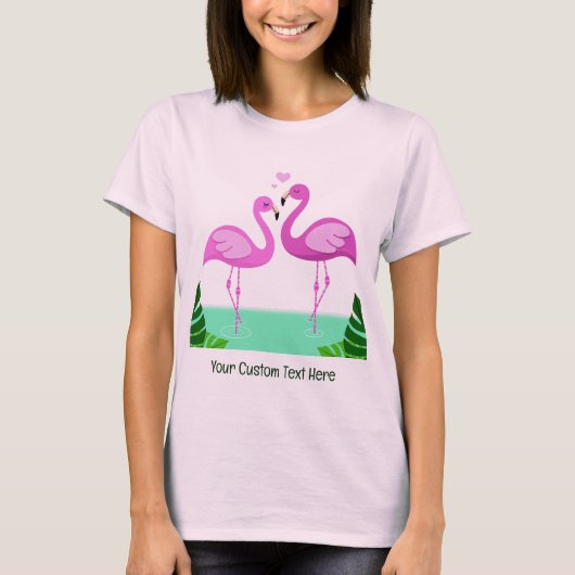 文字カスタムフラミンゴラブ Tシャツ (正面)