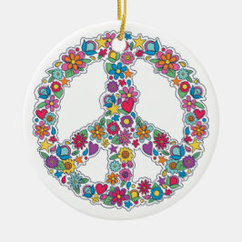 文字カスタムフラワーピースサイン セラミックオーナメント