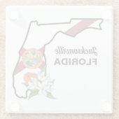 文字カスタムフロリダ州旗とフラワーオレンジの花 ガラスコースター (裏面)