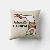 文字カスタムフロリダ州旗とフラワーオレンジの花 クッション (裏面)