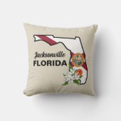 文字カスタムフロリダ州旗とフラワーオレンジの花 クッション (正面)