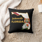 文字カスタムフロリダ州旗とフラワーオレンジの花 クッション (ブランケット)