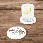 文字カスタムフロリダ州旗とフラワーオレンジの花 コースター