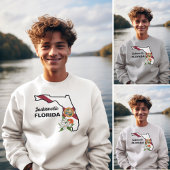 文字カスタムフロリダ州旗とフラワーオレンジの花 スウェットシャツ