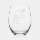 文字カスタムフロリダ州旗とフラワーオレンジの花 ステムなしワイングラス (裏面)