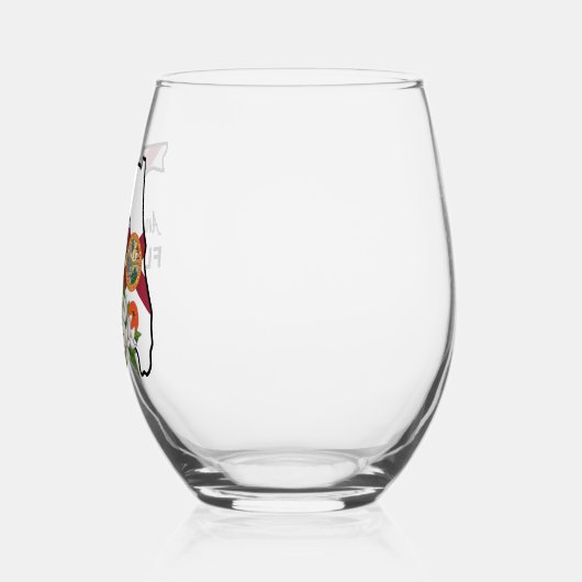 文字カスタムフロリダ州旗とフラワーオレンジの花 ステムなしワイングラス (左)