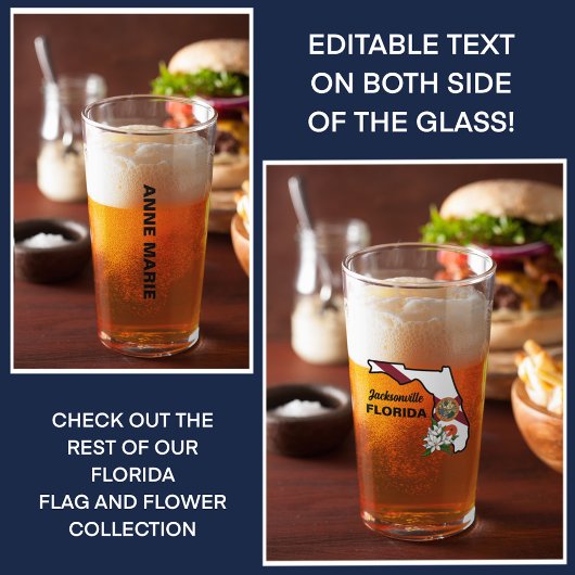 文字カスタムフロリダ州旗とフラワーオレンジの花 タンブラーグラス