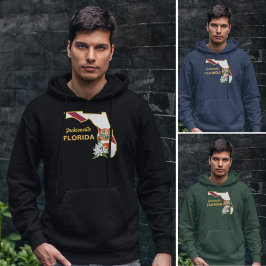 文字カスタムフロリダ州旗とフラワーオレンジの花 パーカ