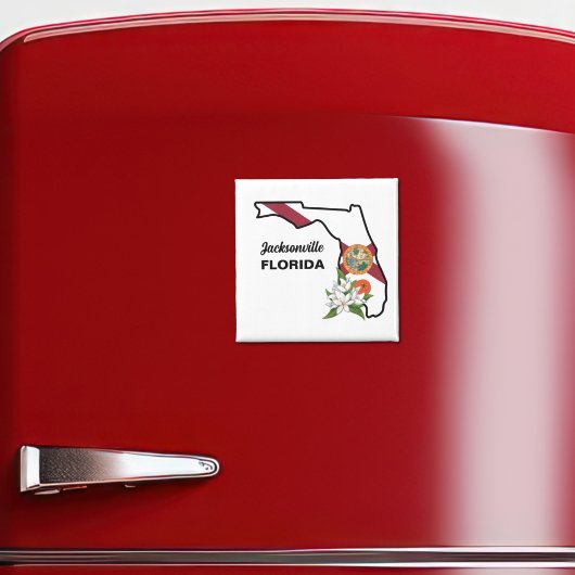 文字カスタムフロリダ州旗とフラワーオレンジの花 マグネット