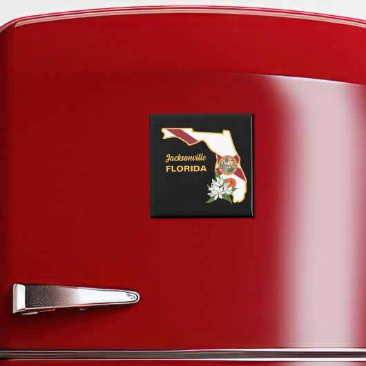 文字カスタムフロリダ州旗とフラワーオレンジの花 マグネット