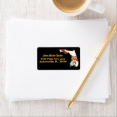 文字カスタムフロリダ州旗とフラワーオレンジの花 ラベル (インサイチュ)