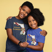 文字カスタムフロリダ州旗とフラワーオレンジの花 Tシャツ