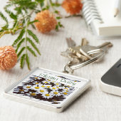 文字カスタムフローラシャスタデイジーフラワーフォト キーホルダー (側面)