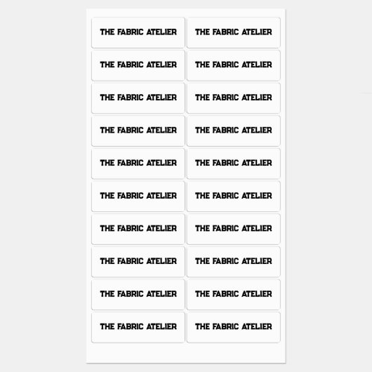 文字カスタムブラックオンホワイトファブリックの衣類ラベル ラベル (シート)