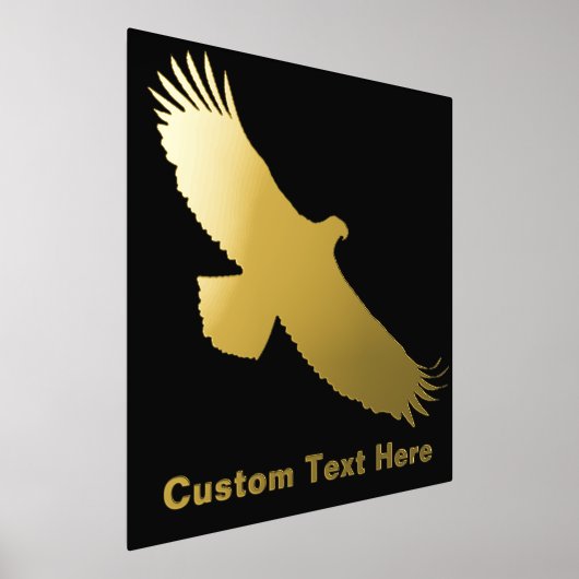 文字カスタムブラックゴールドフォイルプリントイーグル飛んでいる 箔ポスター (レイダウン)