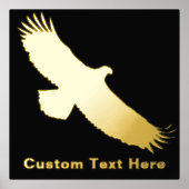 文字カスタムブラックゴールドフォイルプリントイーグル飛んでいる 箔ポスター (正面)